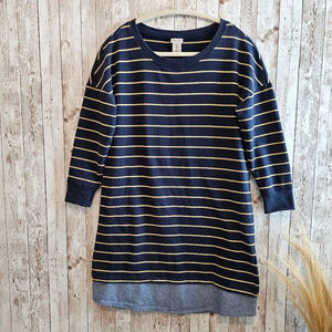 Women's alex and zoe Striped Sweater dress S Navy Yellow